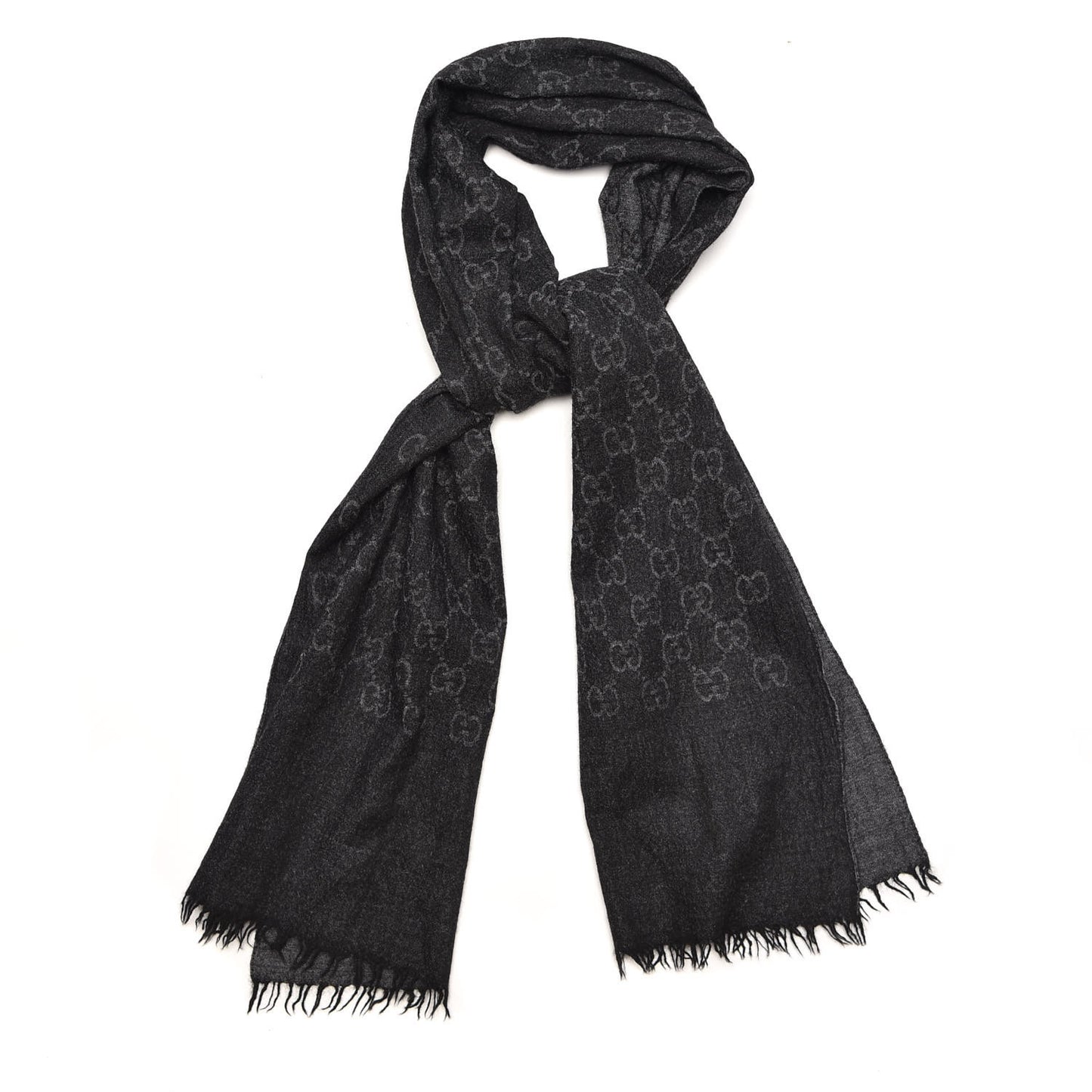 Wool Silk GG Monogram GGNat Scarf Anthracite