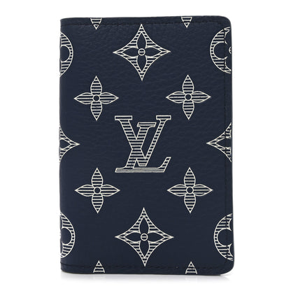Louis Vuitton Calfskin Monogram Shadow Pocket Organizer Navy Blue White 1 of 6