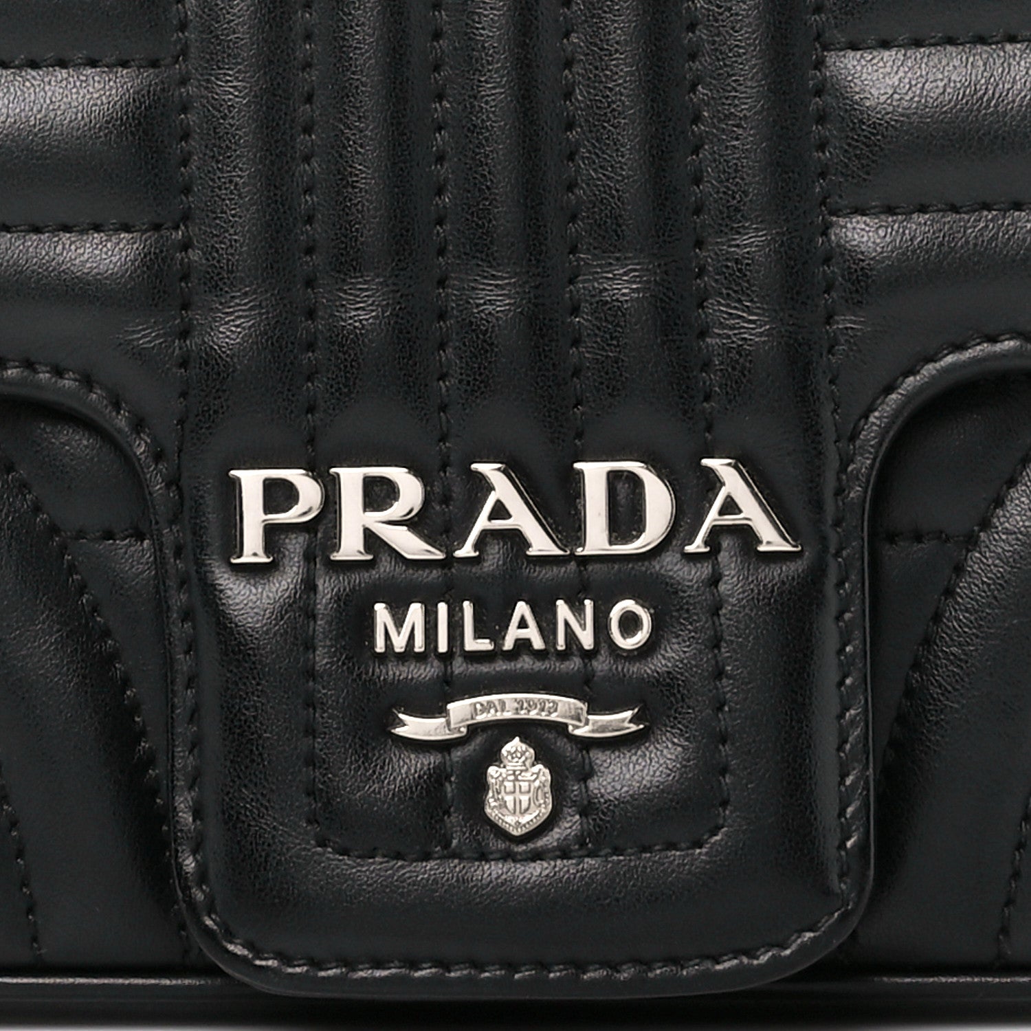 Prada Soft Calfskin Impunture Diagramme Medium Chain Flap Shoulder Bag Black 7 of 10