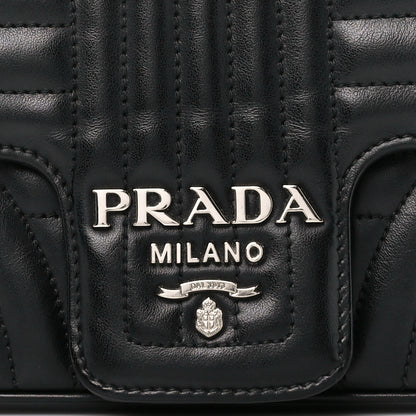 Prada Soft Calfskin Impunture Diagramme Medium Chain Flap Shoulder Bag Black 7 of 10