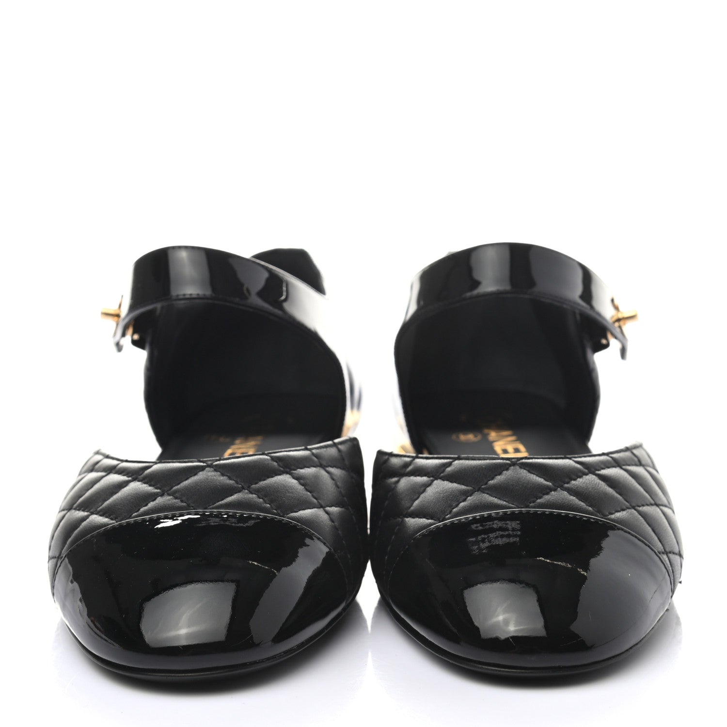 Chanel Patent Lambskin Quilted Cap Toe Ballerina Flats 40 Black 2 of 8