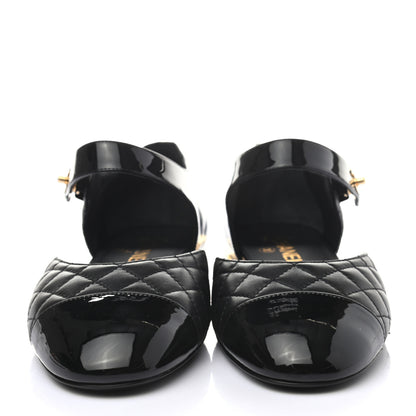 Chanel Patent Lambskin Quilted Cap Toe Ballerina Flats 40 Black 2 of 8