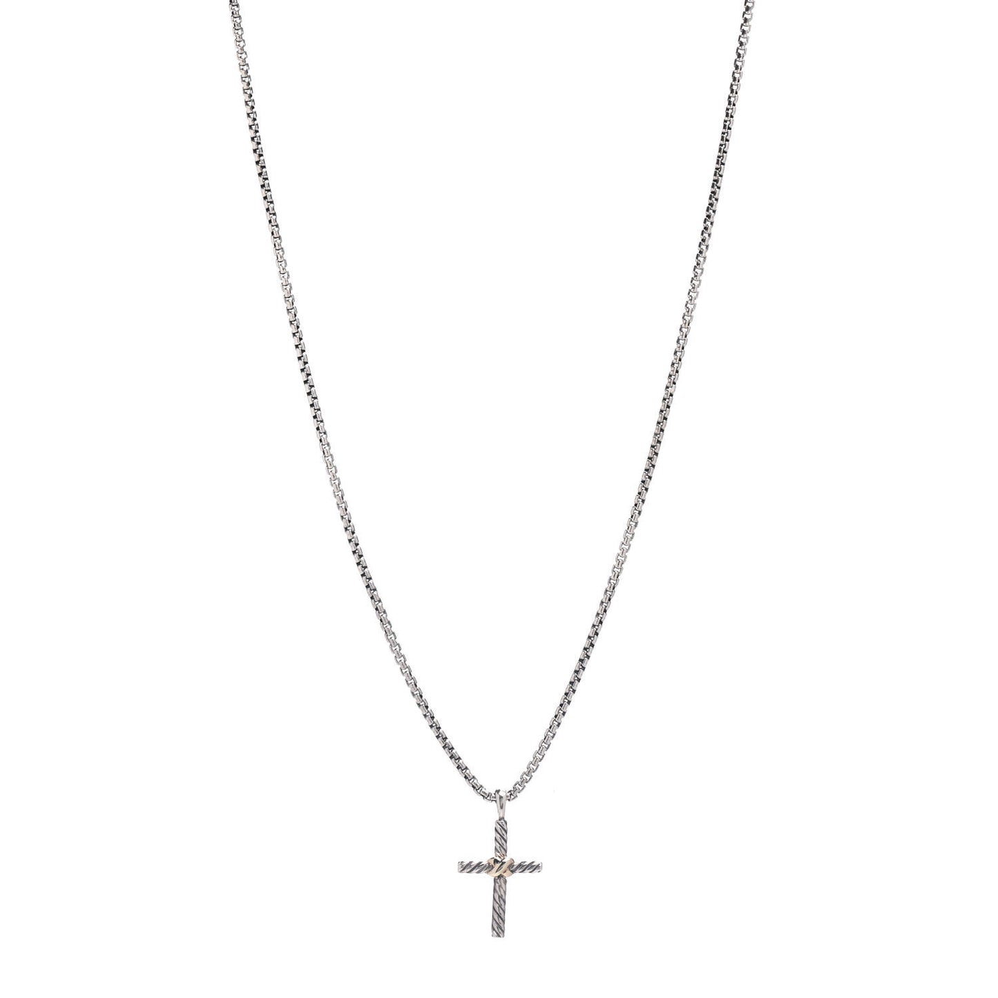 Sterling Silver 14K Yellow Gold Cross Pendant Necklace