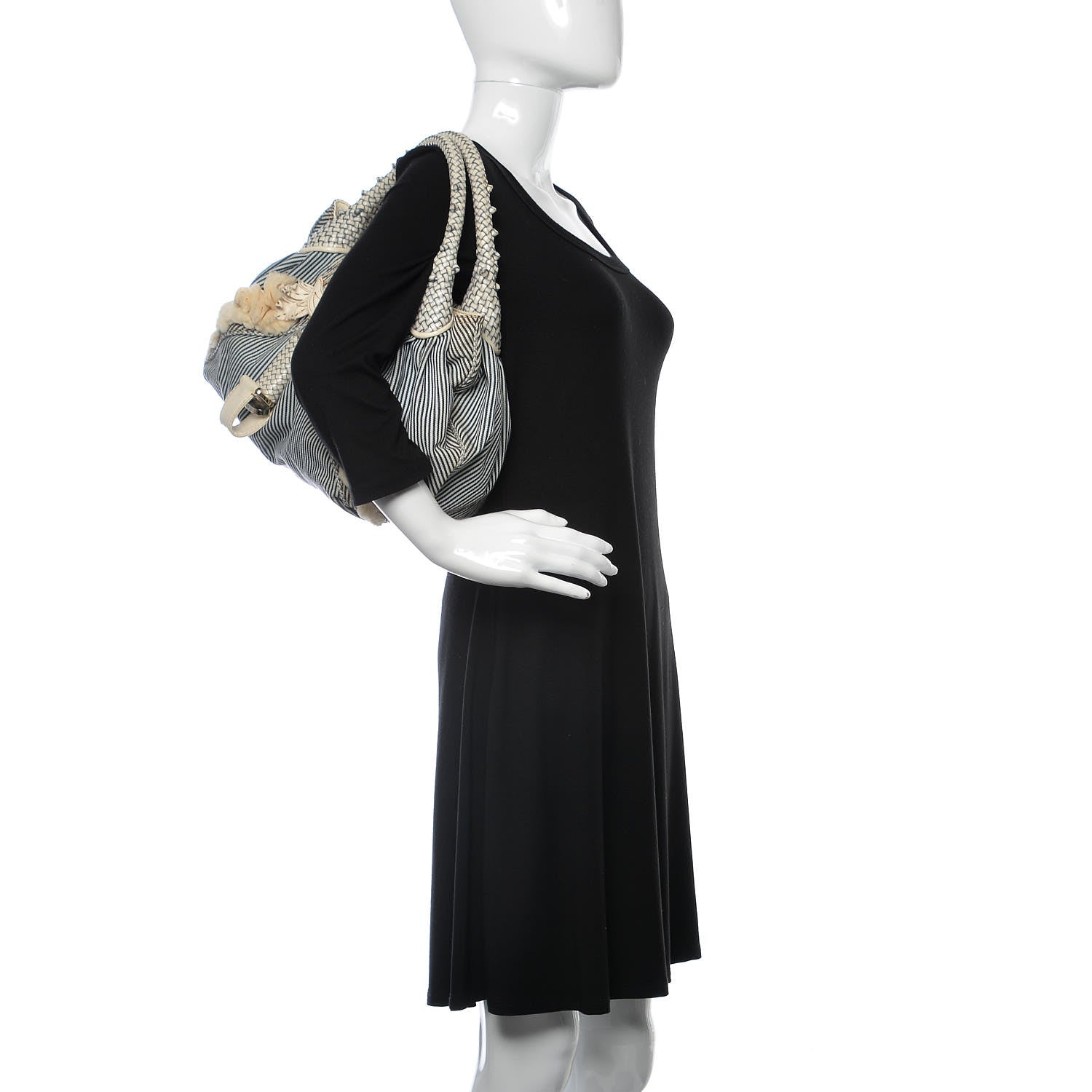 Fendi Denim Fur Striped Spy Blue 2 of 13
