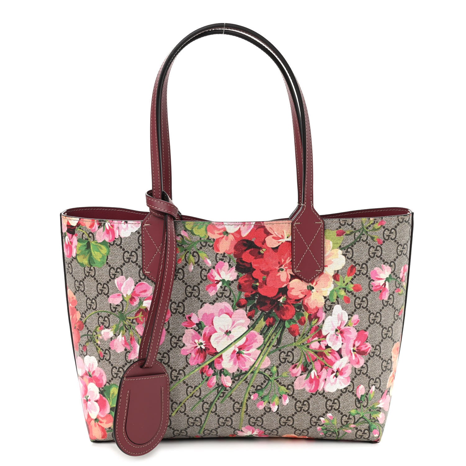 Gucci GG Supreme Monogram Blooms Small Reversible Tote Beige Multicolor Dry Rose 1 of 12
