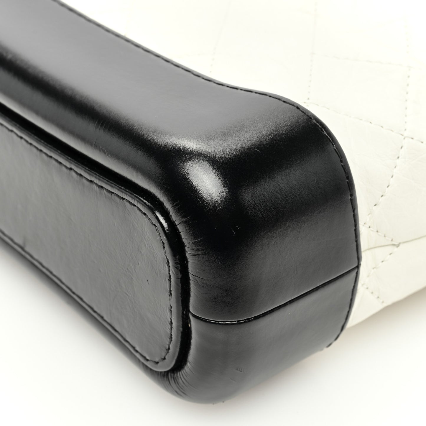 Aged Calfskin Quilted Small Gabrielle Hobo Black White