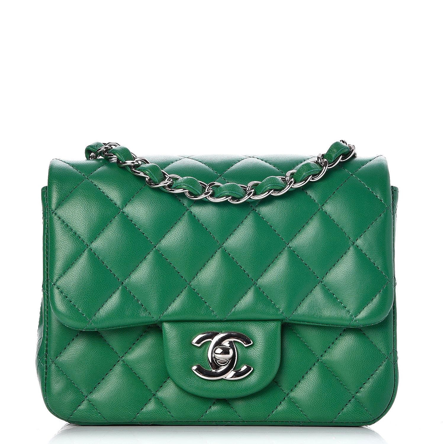 Chanel Lambskin Quilted Mini Square Flap Green 1 of 8