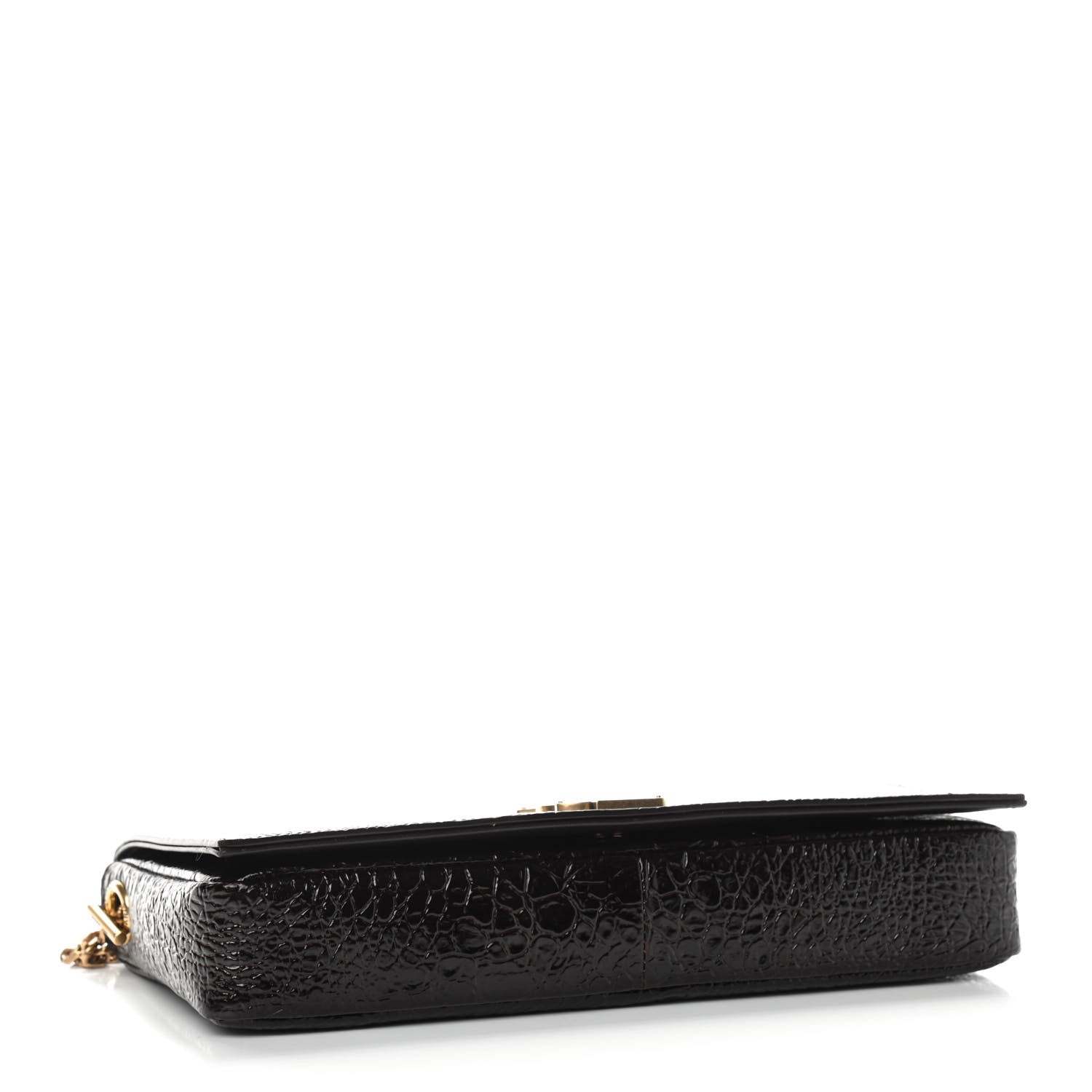 Saint Laurent Crocodile Embossed Monogram Kate 99 Black 3 of 8