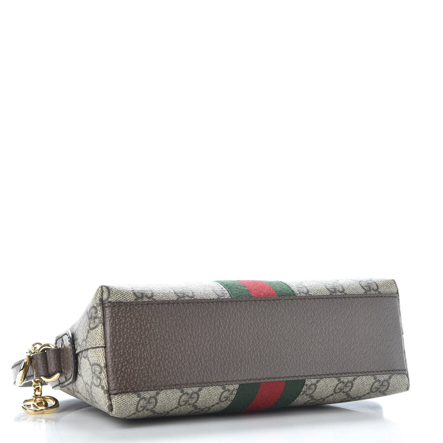 GG Supreme Monogram Textured Dollar Calfskin Web Small Ophidia Dome Shoulder Bag Beige Ebony New Acero