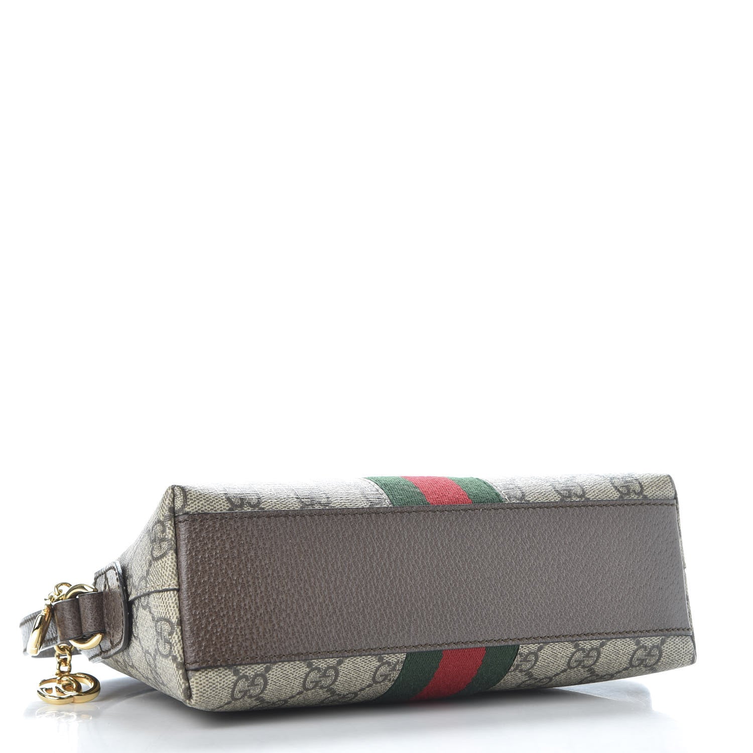 Gucci GG Supreme Monogram Textured Dollar Calfskin Web Small Ophidia Dome Shoulder Bag Beige Ebony New Acero 3 of 9