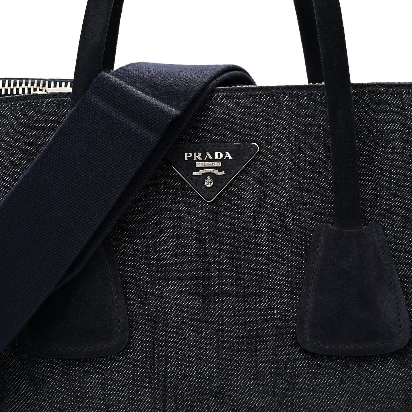 Denim Suede Scamosciato Twin Pocket Tote Bleu