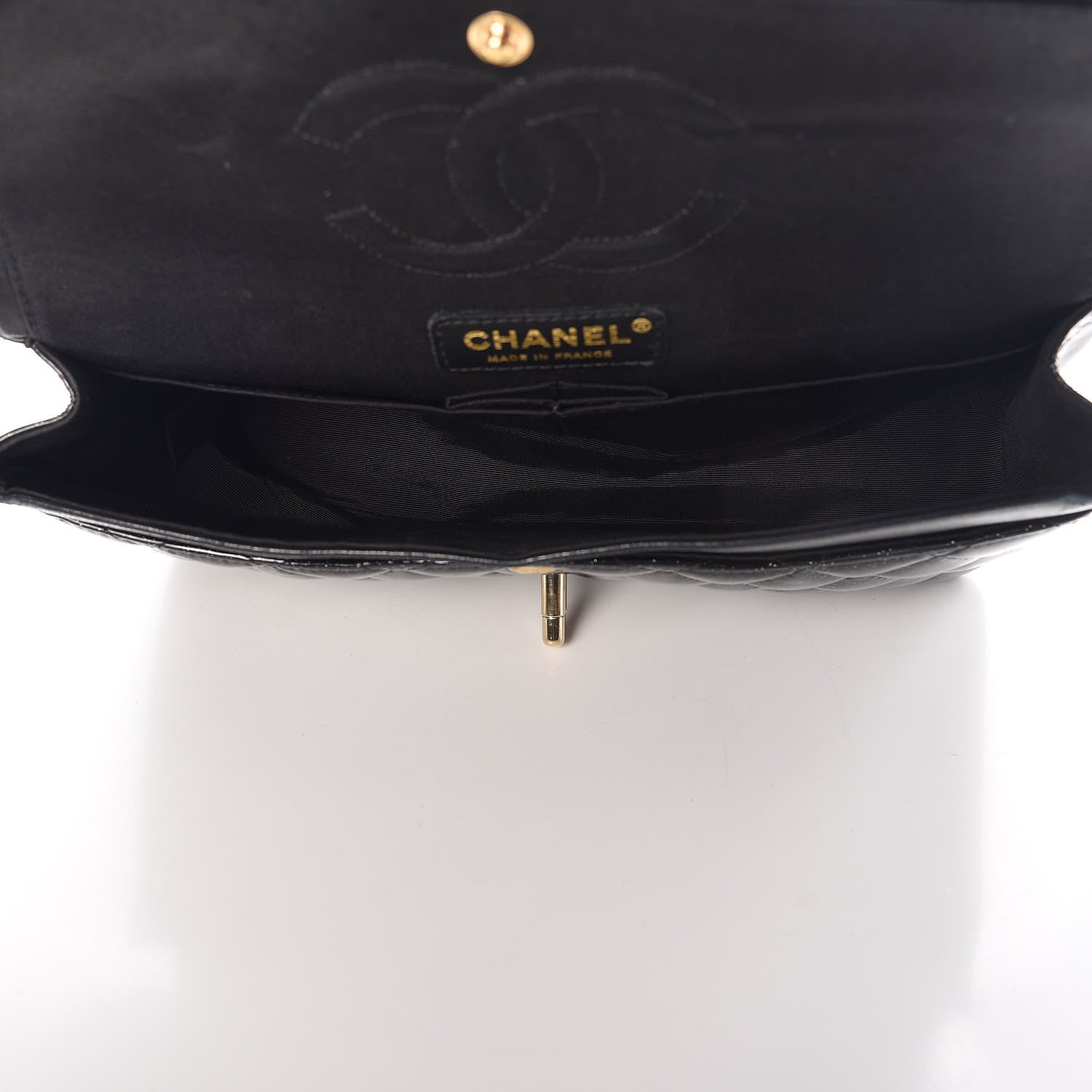 Chanel Patent Quilted Sparkle Glitter Medium Double Flap Black 5 of 15