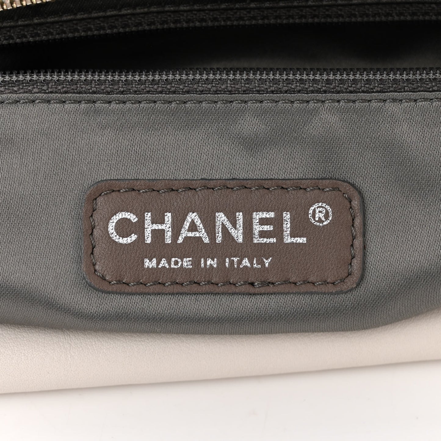 Calfskin Modern Chain Rhodoid Hobo White