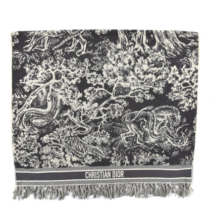 Christian Dior Cotton Toile De Jouy Reverse Towel Grey Ivory 1 of 5