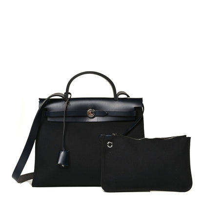 Hermes Military Toile Vache Hunter Herbag Zip PM 31 Bleu Marine 1 of 11