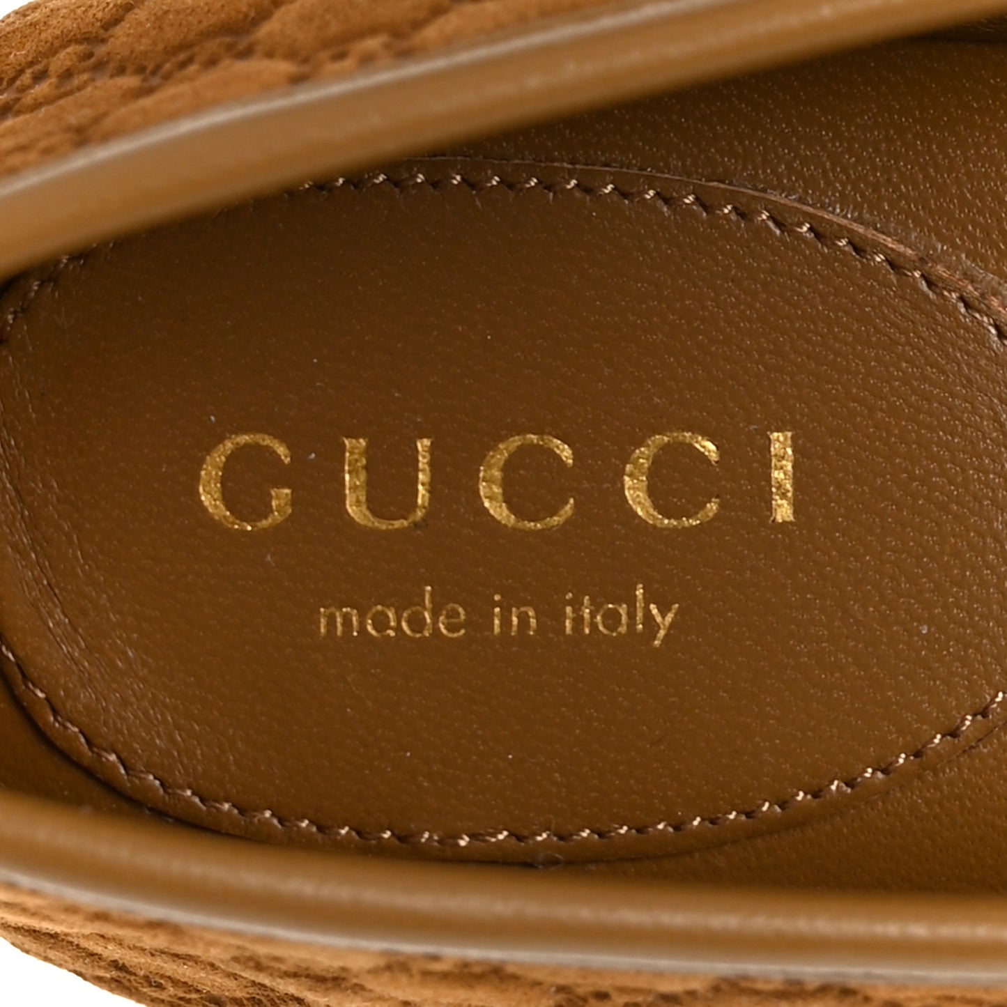 Kid Scamosciato Micro GG Monogram Horsebit Ballet Flats 37.5 Cuoio Dafne