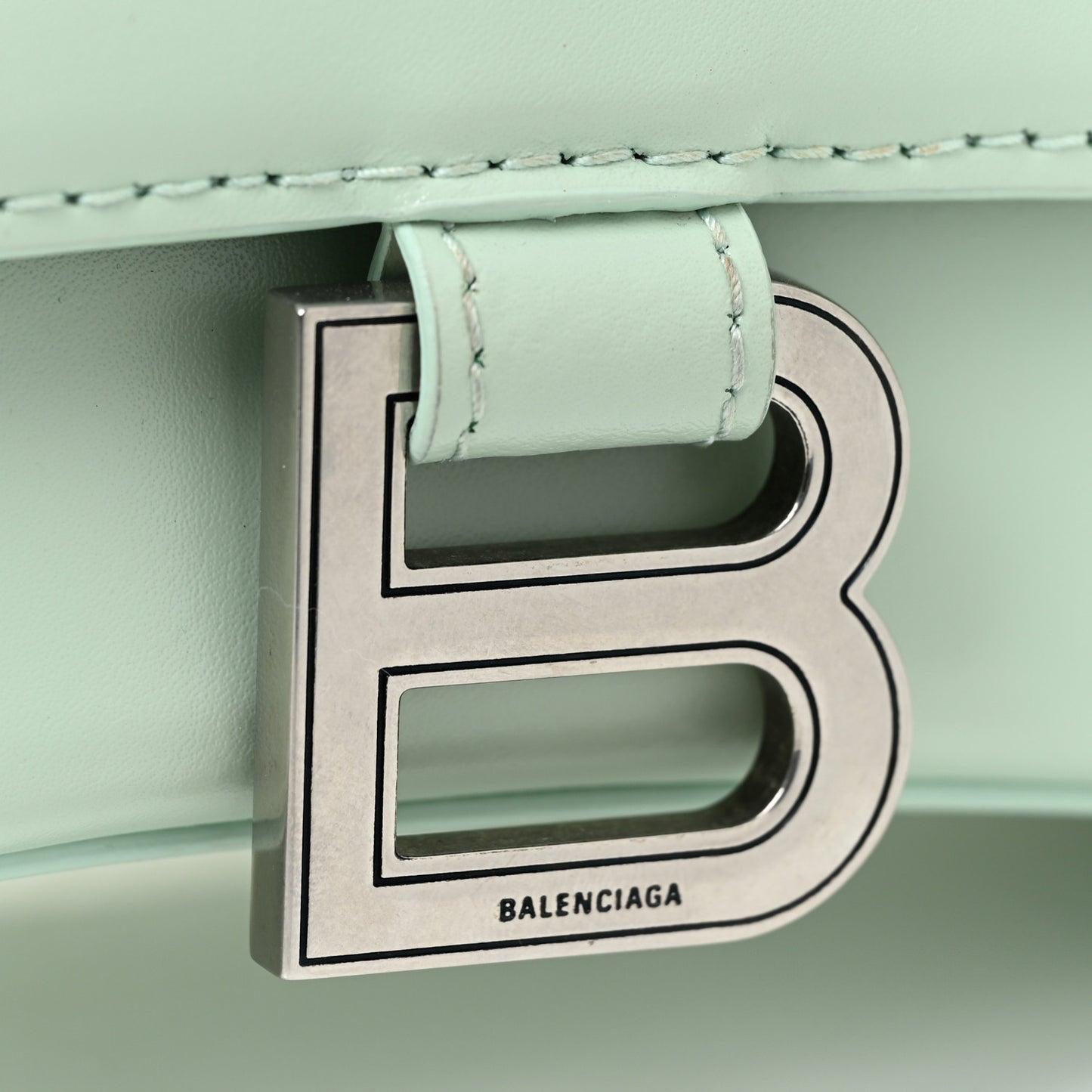 Shiny Box Calfskin Small Hourglass Top Handle Bag Light Green