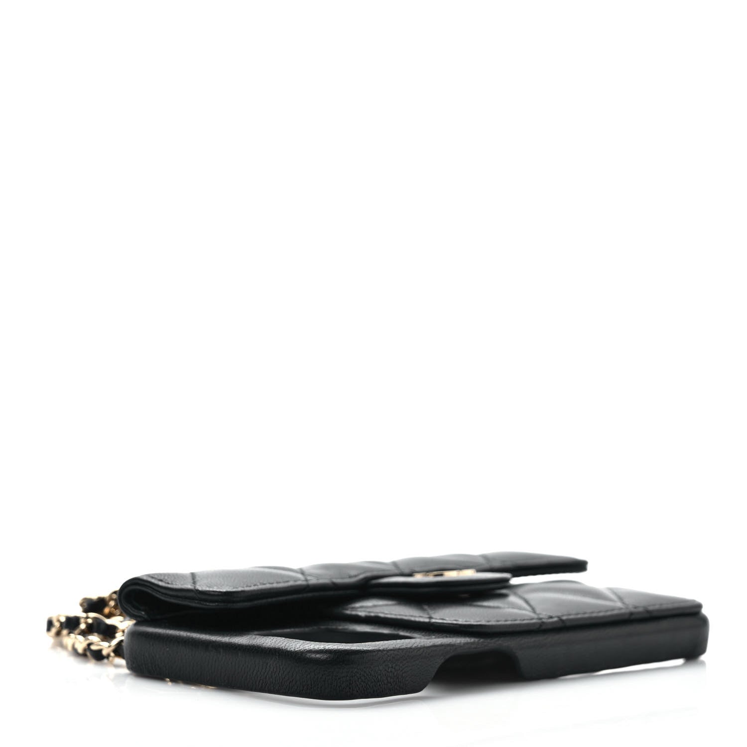 Chanel Lambskin Quilted Pearl Crush iPhone XII Pro Holder With Chain Black 4 of 7