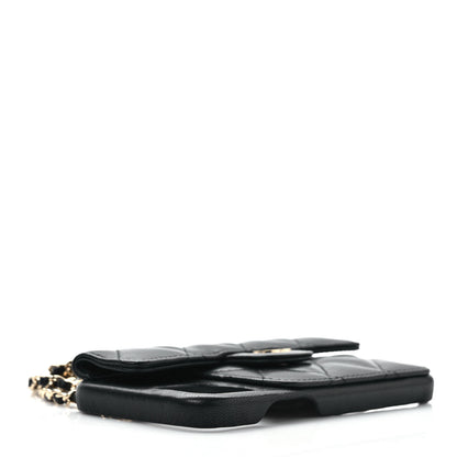 Chanel Lambskin Quilted Pearl Crush iPhone XII Pro Holder With Chain Black 4 of 7