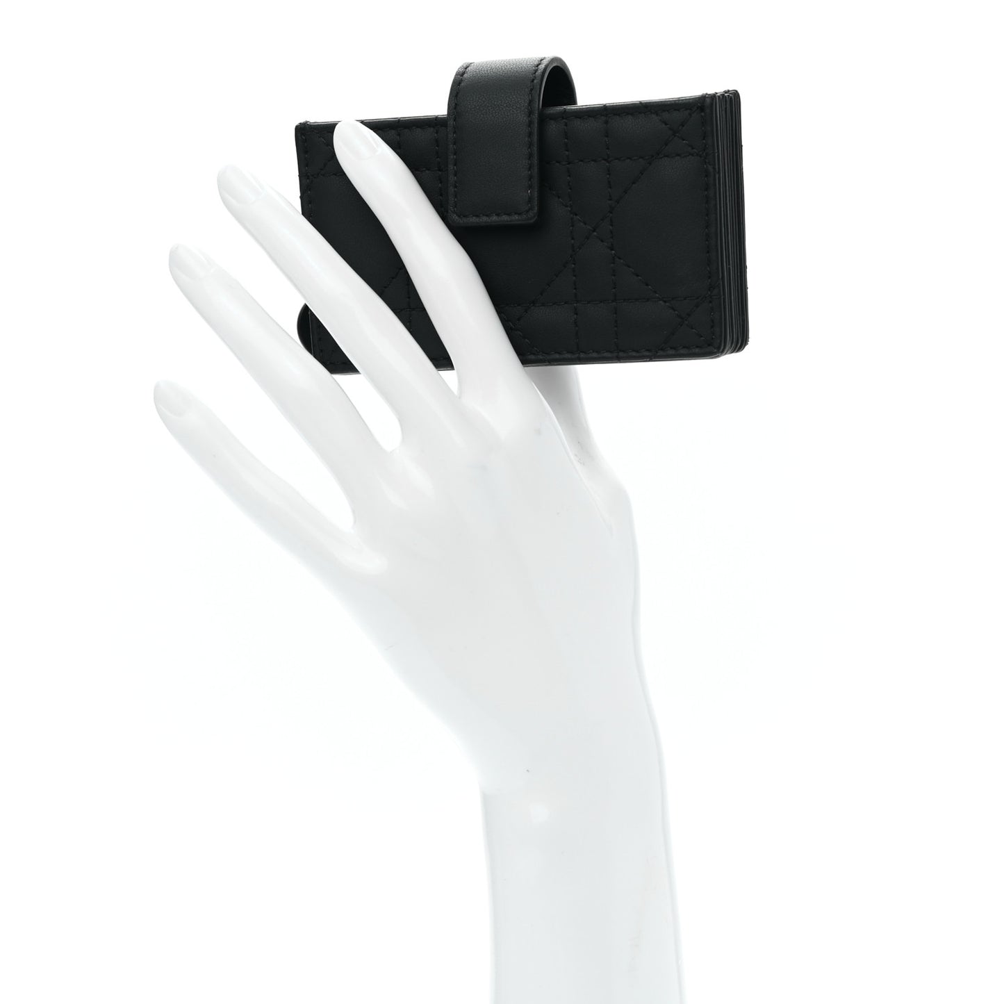 Ultra Matte Calfskin Cannage Lady Dior 5-Gusset Card Holder Black