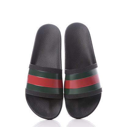 Gucci Rubber Web Mens Pool Slide Sandals 11 Black Green Red 5 of 11