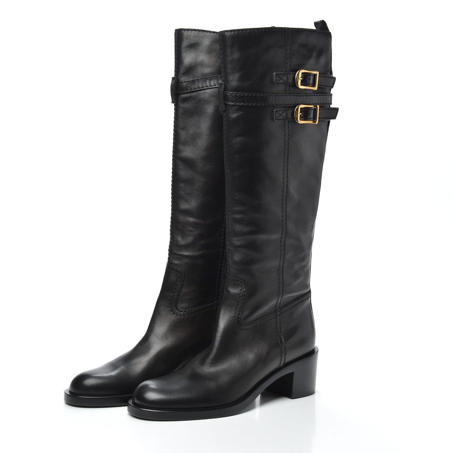 Gucci Calfskin Knee High Boots 38.5 Black 3 of 6