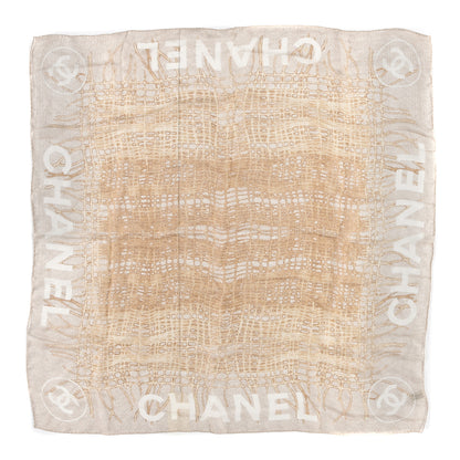 Chanel Silk Logo Woven Scarf Shawl Beige 1 of 3