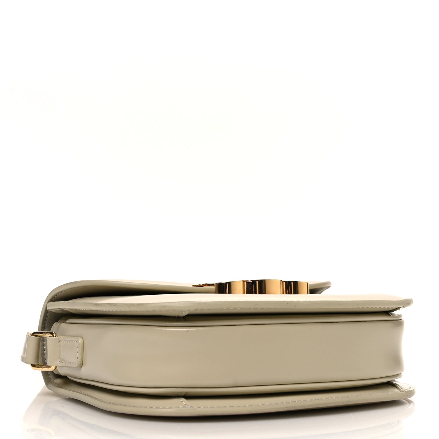 Shiny Calfskin Triomphe Besace Clea Pebble