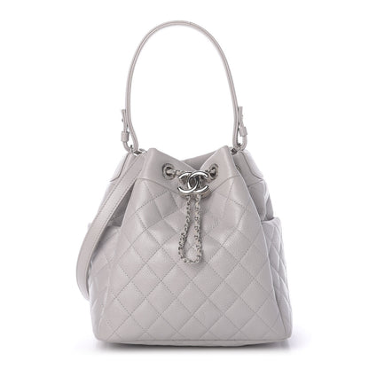 Chanel Caviar Quilted Small Chain Bucket Bag Light Gray 1 of 11