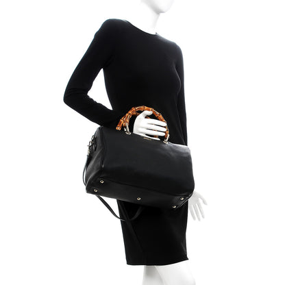 Gucci Calfskin Bamboo Medium Shopper Boston Black 2 of 11
