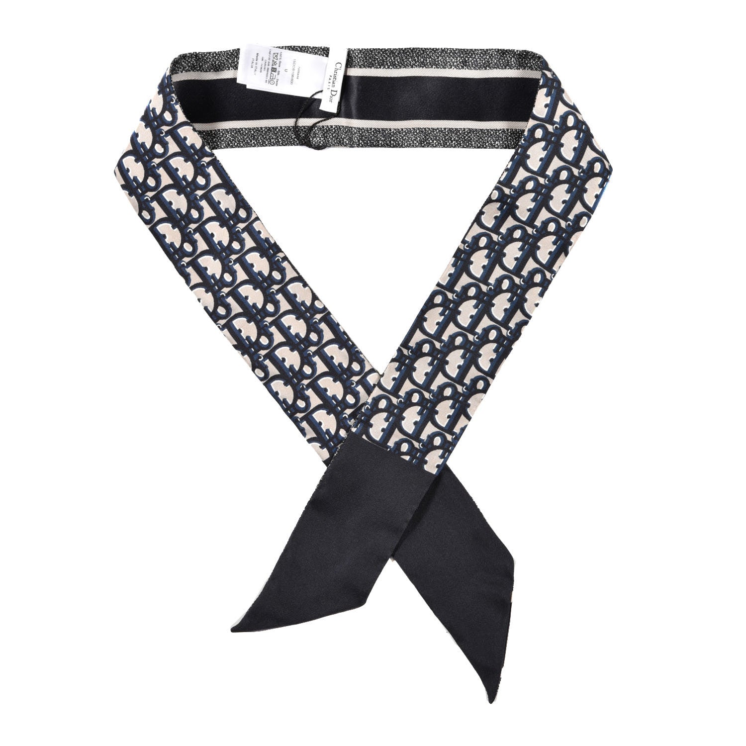Christian Dior Silk Oblique Mitzah Scarf Blue 1 of 3