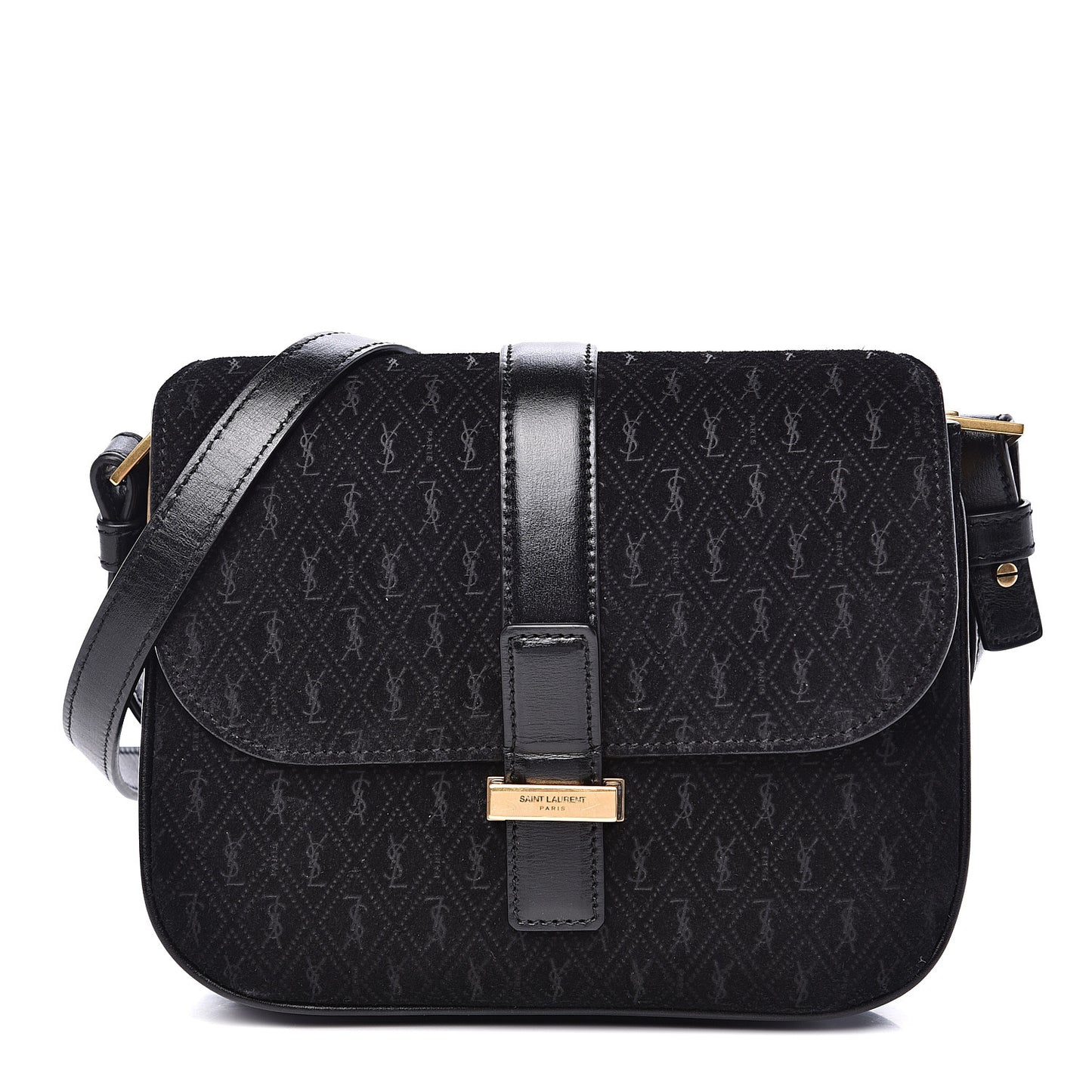 Suede All-Over Monogram Small Le Monogramme Satchel Black