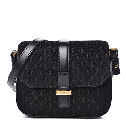 Saint Laurent Suede All-Over Monogram Small Le Monogramme Satchel Black 1 of 10
