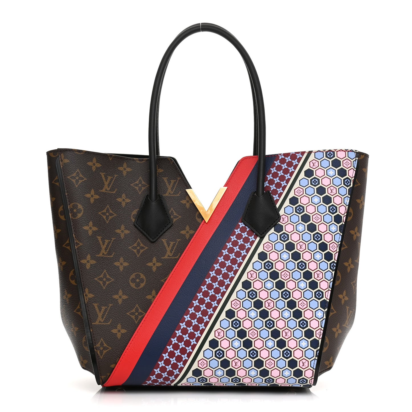 Calfskin Monogram Kimono Tote MM Rouge Navy