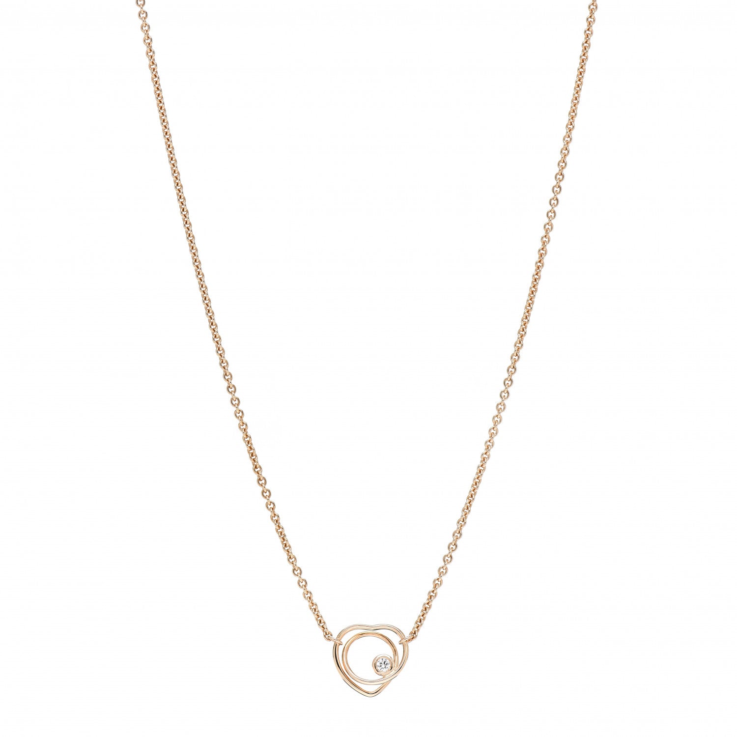 Hermes 18K Rose Gold Diamond TPM Vertige Coeur Necklace SH 1 of 5