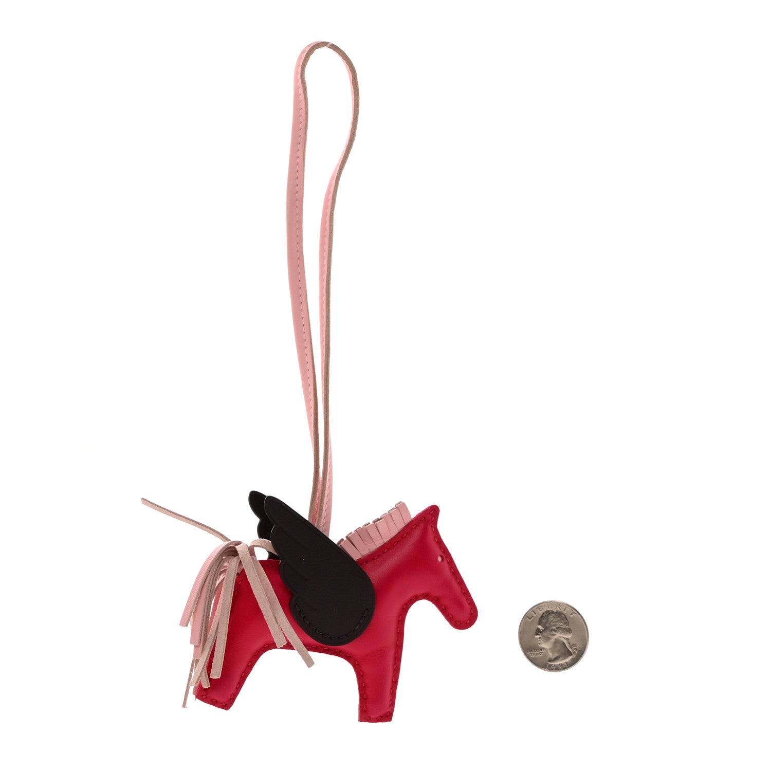 Hermes Milo Lambskin Grigri Rodeo Pegase Horse Bag Charm PM Framboise Rose Sakura Rouge Sellier 2 of 5