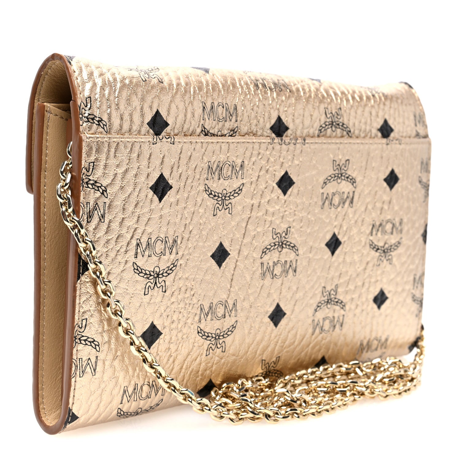 MCM Metallic Visetos Medium Patricia Wallet On Chain Gold 3 of 11