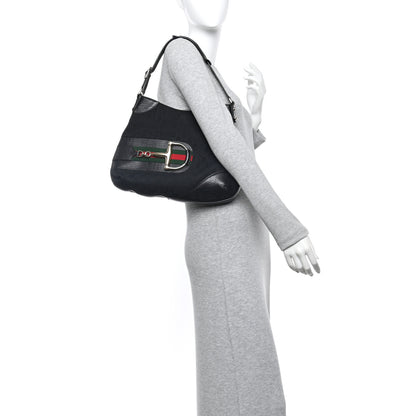 Gucci Monogram Web Hasler Hobo Black 2 of 11