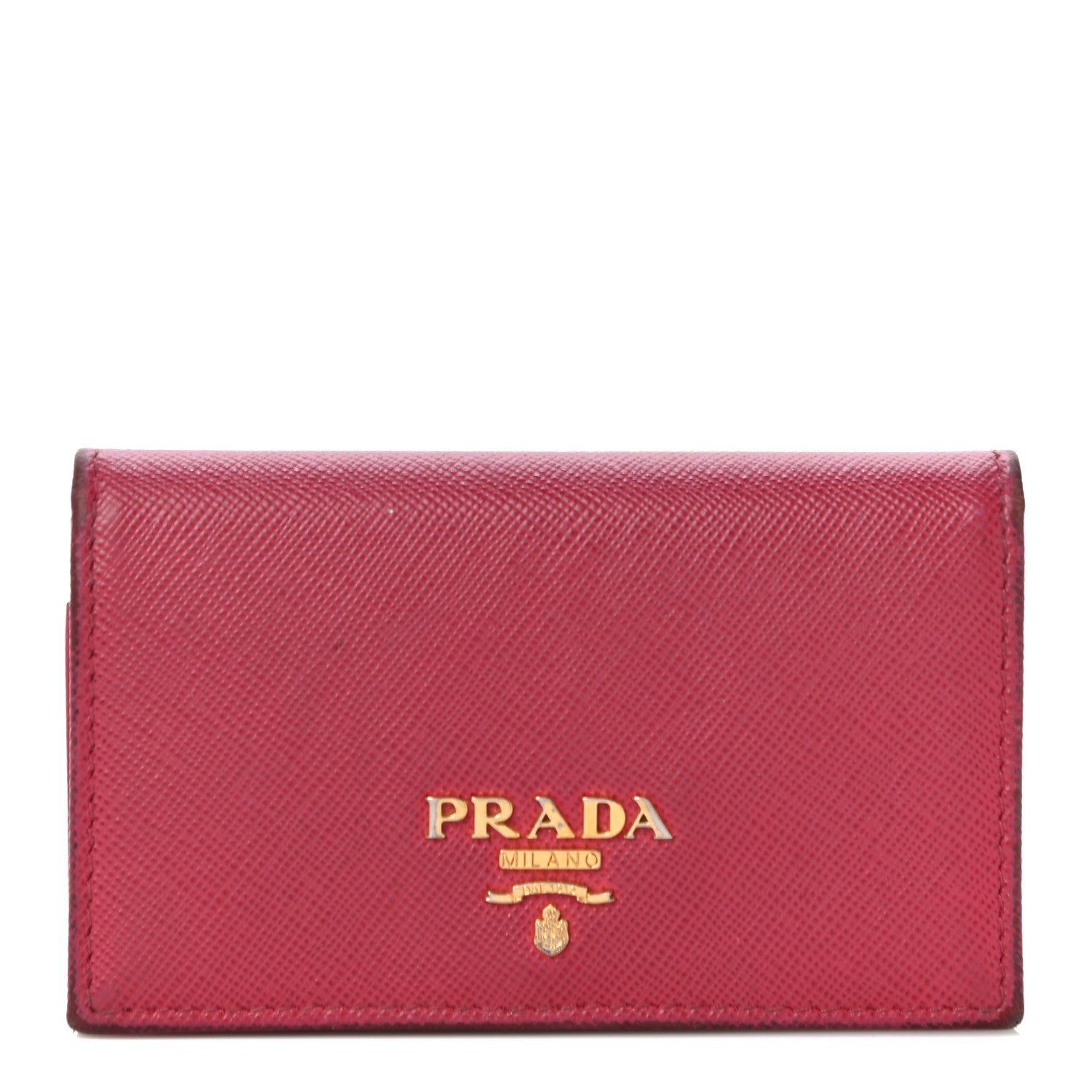 Prada Saffiano Metal Bi-Fold Card Holder Wallet Peonia 1 of 19