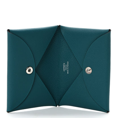 Hermes Evercolor Calvi Card Case Vert Bosphore 5 of 7