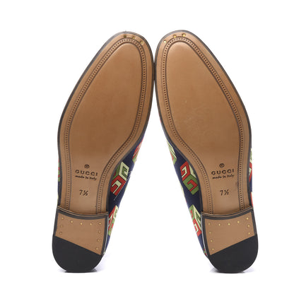 Gucci Satin Lambskin Mini GG Wallpaper Mens Brixton Horsebit Loafers 7.5 Royal Blue Blue Agata 6 of 11
