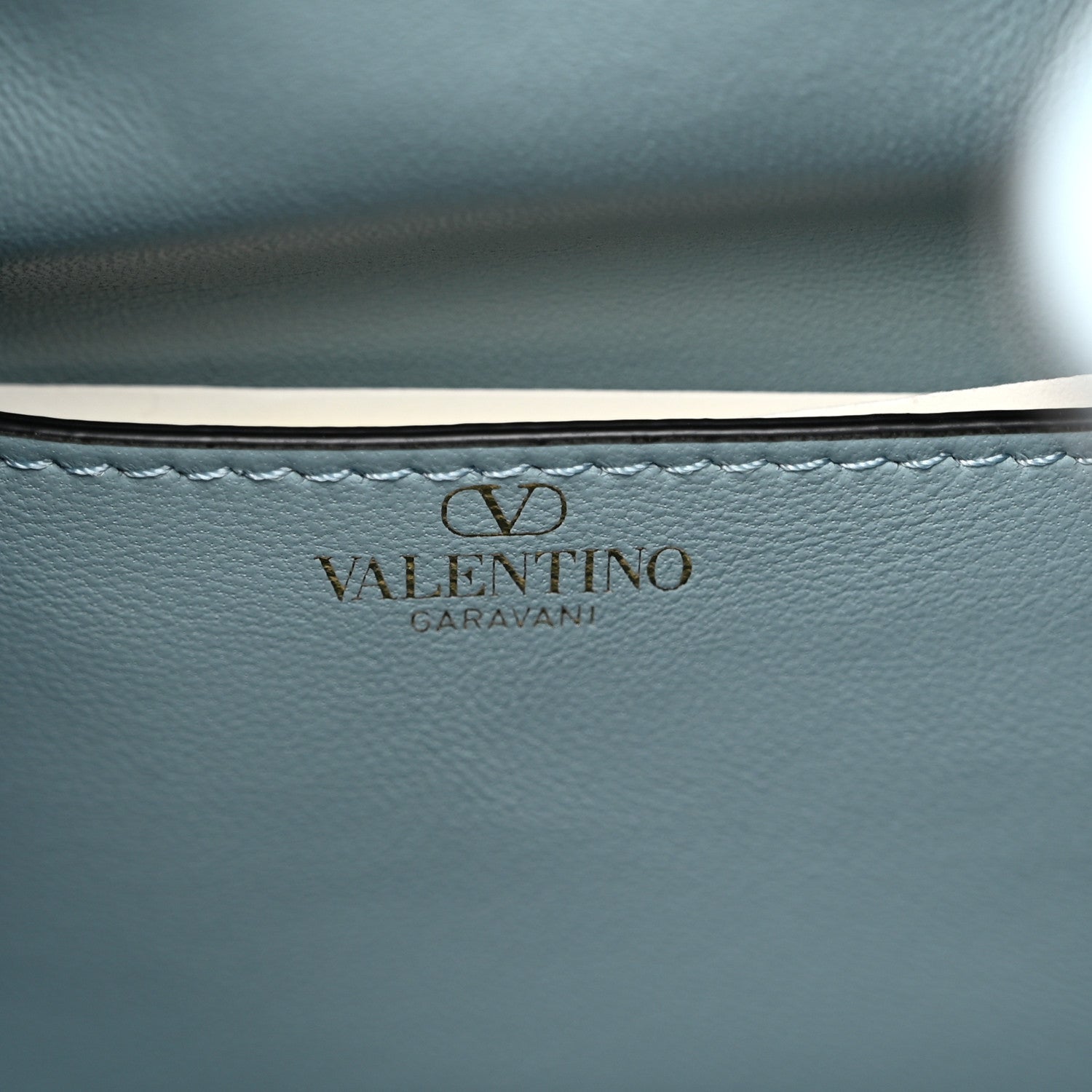 Valentino Garavani Calfskin Vlogo Small Loco Drawstring Bucket Bag Light Blue 6 of 9