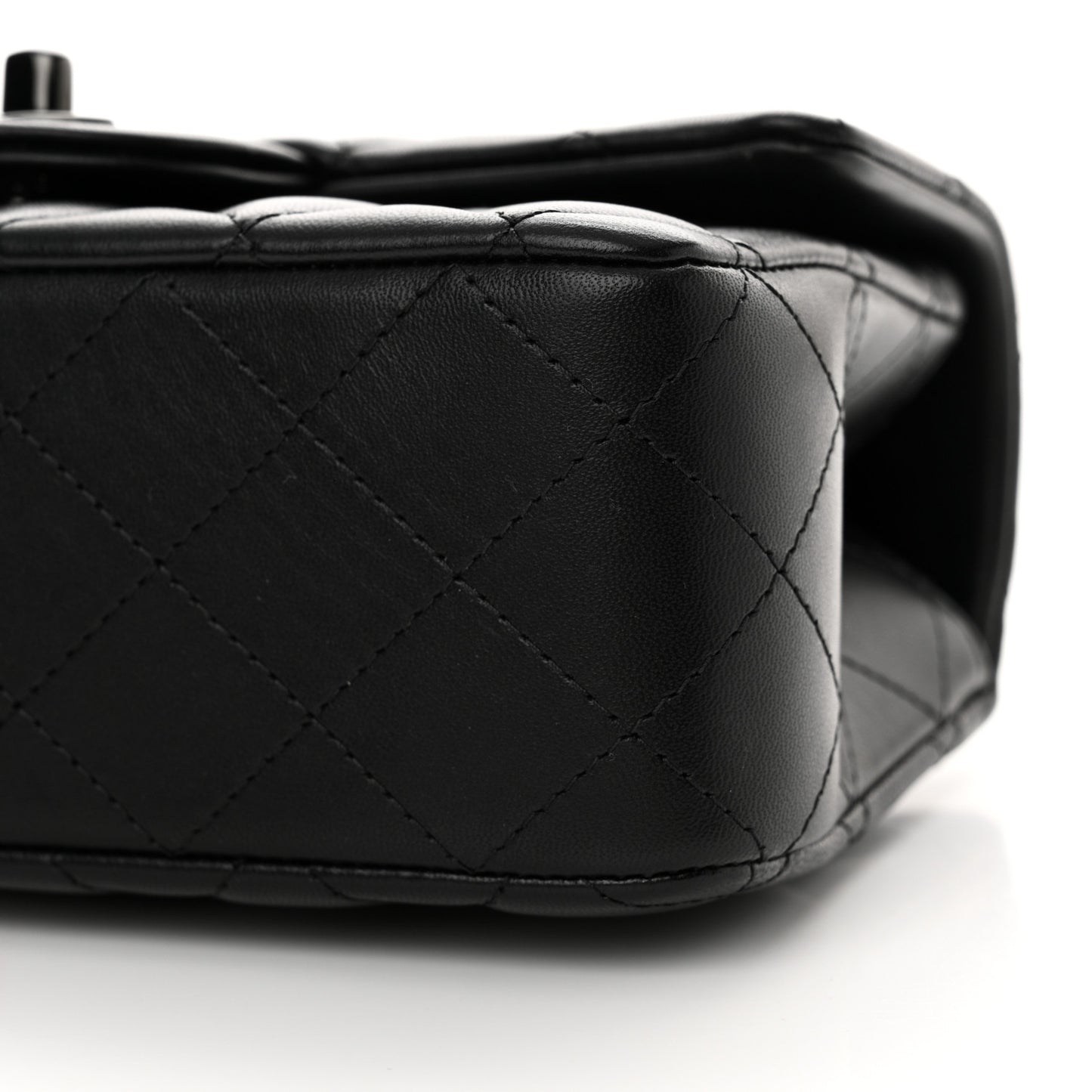 Lambskin Quilted Mini Top Handle Rectangular Flap So Black