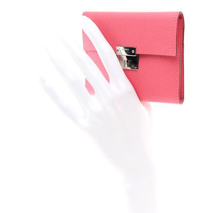 Hermes Epsom Mini Clic Card Holder Rose Azalee 2 of 6