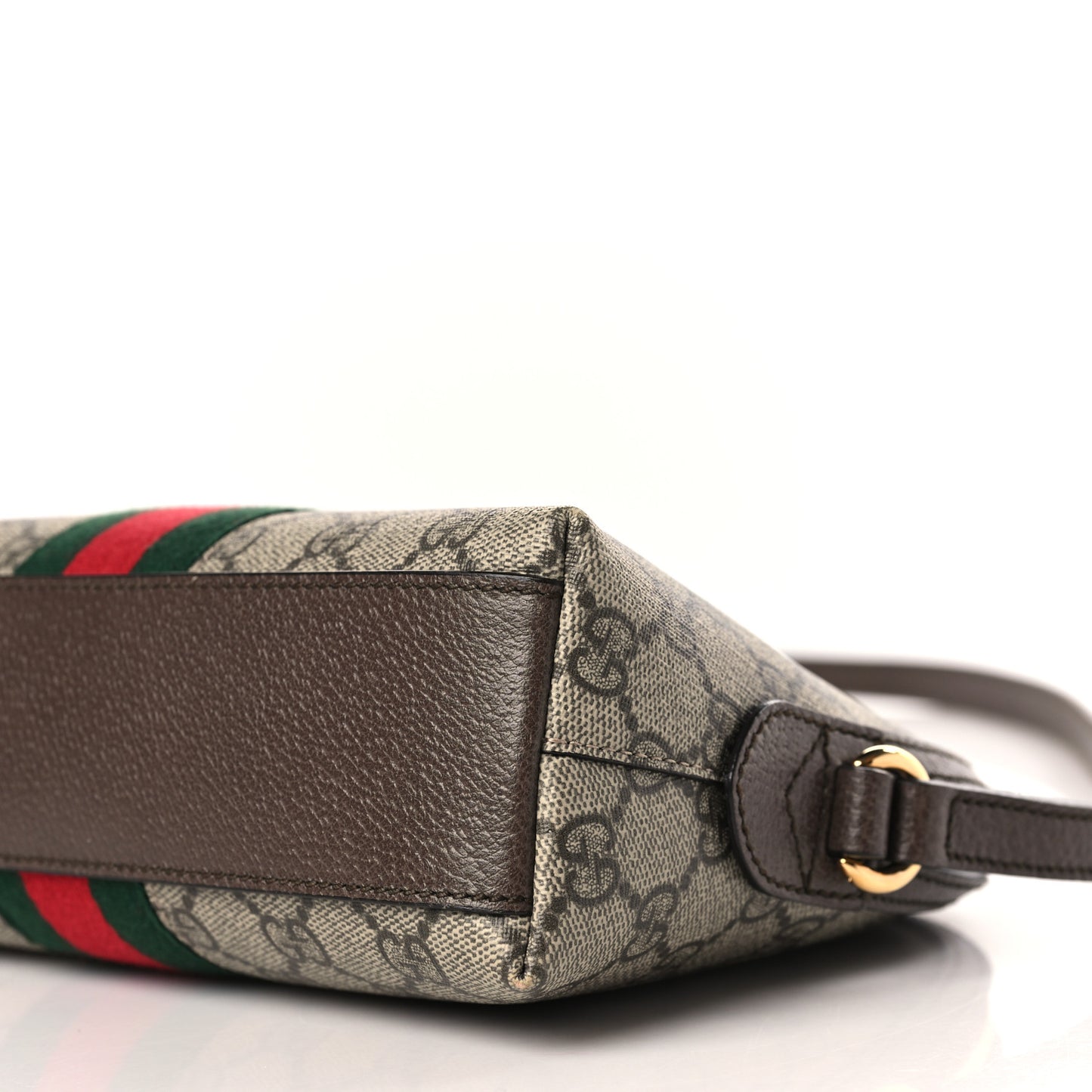 GG Supreme Monogram Textured Dollar Calfskin Web Small Ophidia Dome Shoulder Bag Beige Ebony New Acero