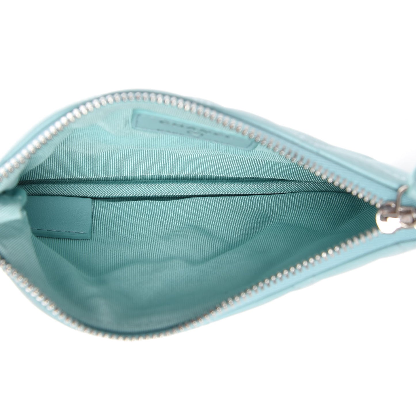 Lambskin Quilted Small Cosmetic Case Light Blue