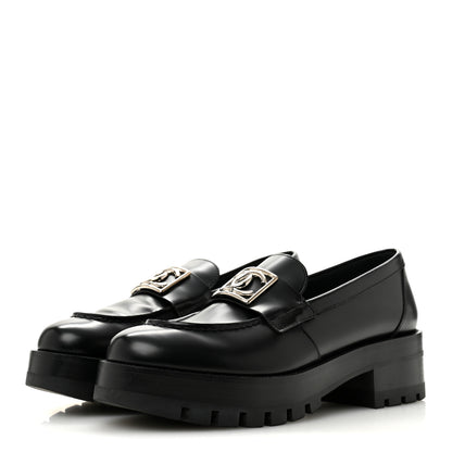 Chanel Calfskin Metal CC Loafers 38.5 Black 4 of 9
