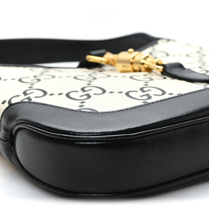 Gucci Azalea Calfskin GG Monogram Bi-Color Debossed Small Jackie 1961 Hobo Mystic White Black 9 of 10