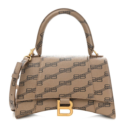 Balenciaga Coated Canvas BB Monogram Small Hourglass Top Handle Bag Beige Brown 1 of 8