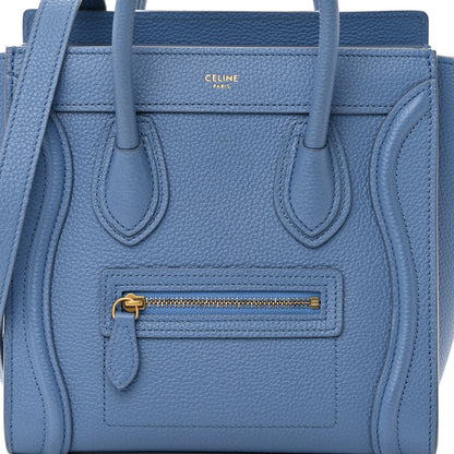 Celine Drummed Calfskin Nano Luggage Azure 8 of 16